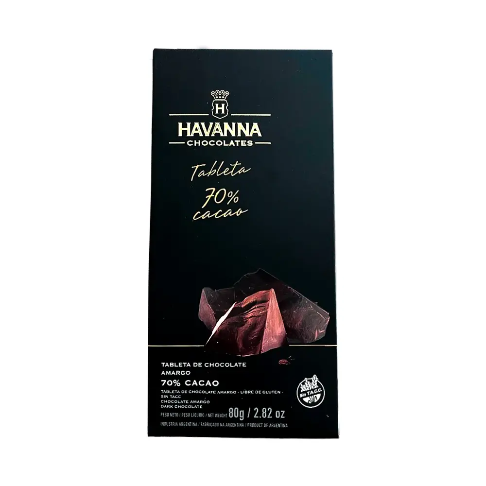P1238027.webp Chocolate Havanna Tableta 70% Cacao 80gr - Imagen 1