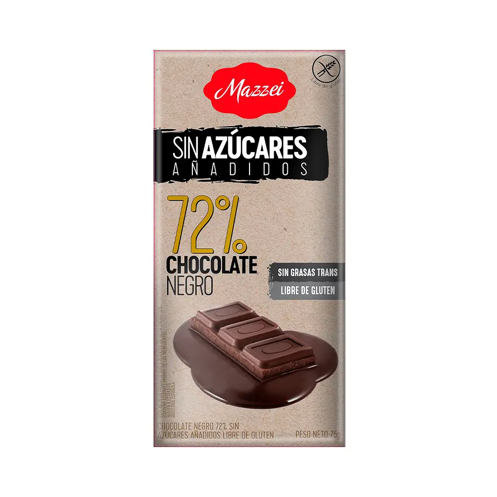 P1244240.webp Tableta Chocolate Negro 72% Sin Azúcares 75gr - Imagen 1