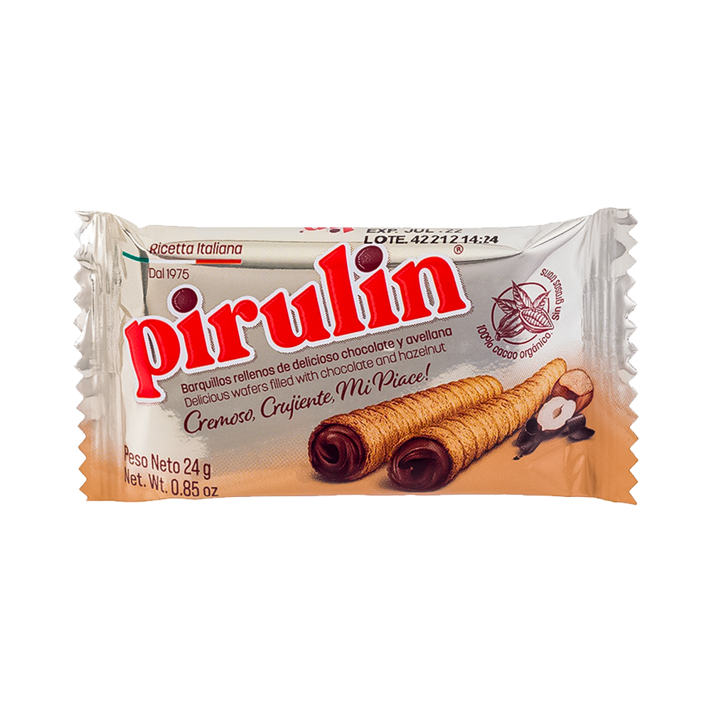 P8986286.png Mini Barquillos Pirulin Chocolate Avellana 24g - Imagen 1