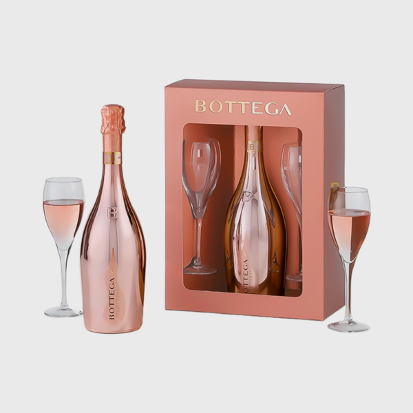 Kit Espumante Bottega Rose Glamour 750ml + 2 Copas - Imagen 2