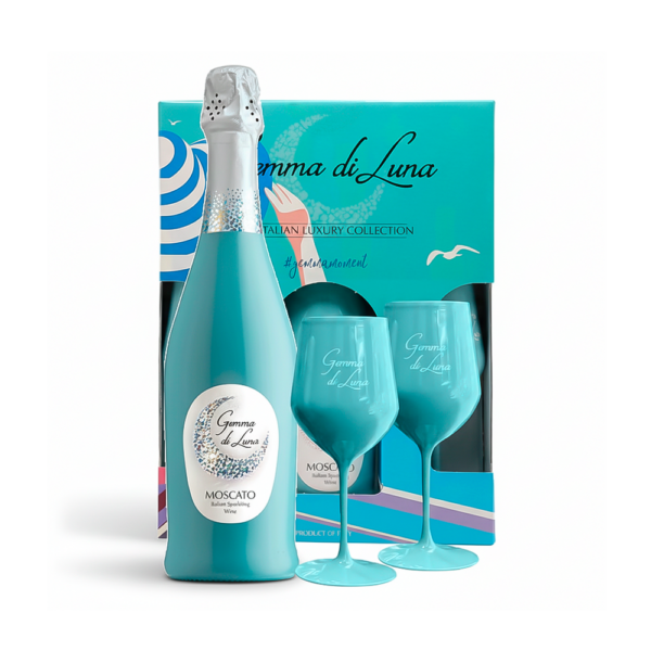 Kit Espumante Gemma Di Luna Moscato 750ml + 2 Copas - Imagen 2
