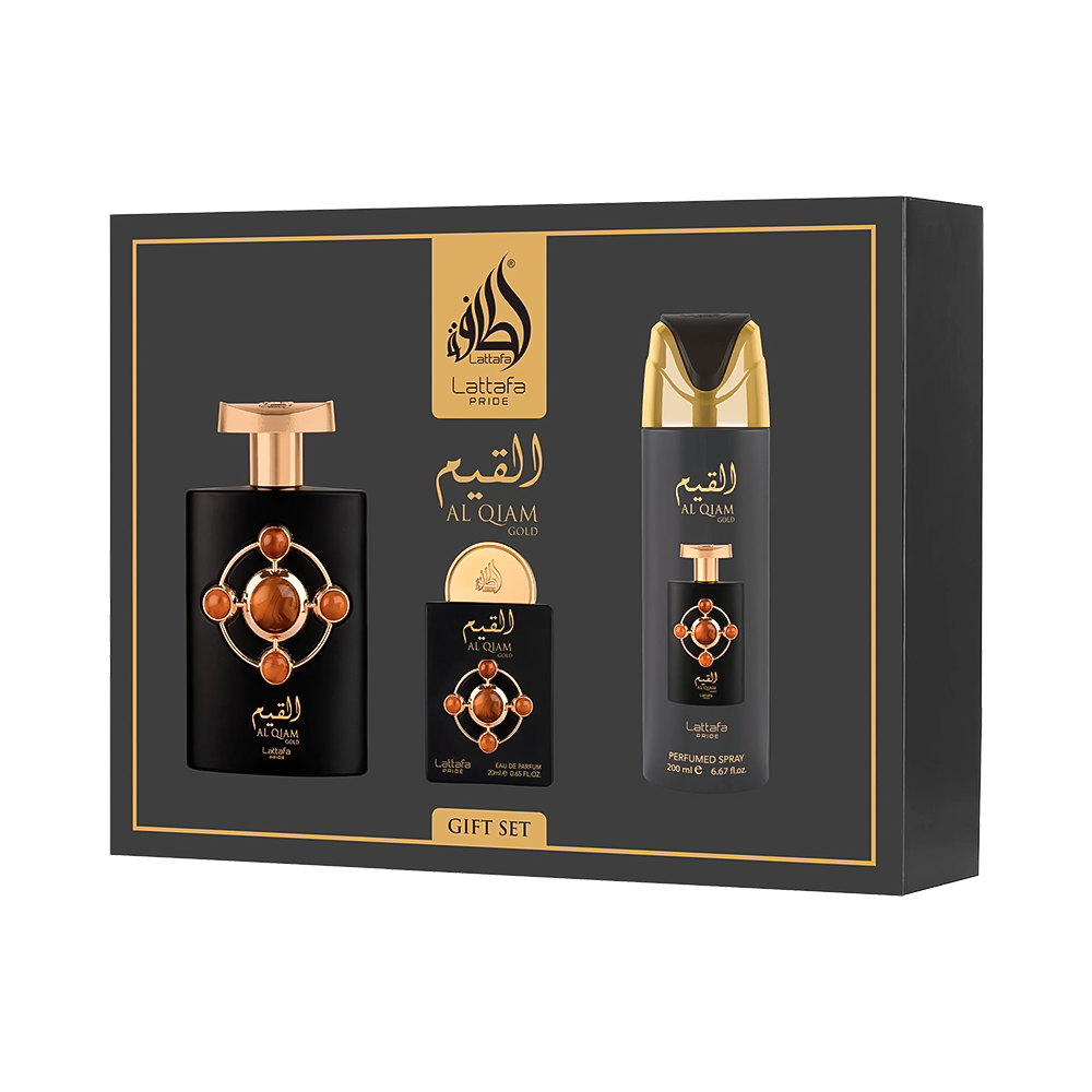 P8988415 Kit Lattafa Pride Al Qiam Gold EDP 100ml + Deo 200ml + 20ml - Imagen 1