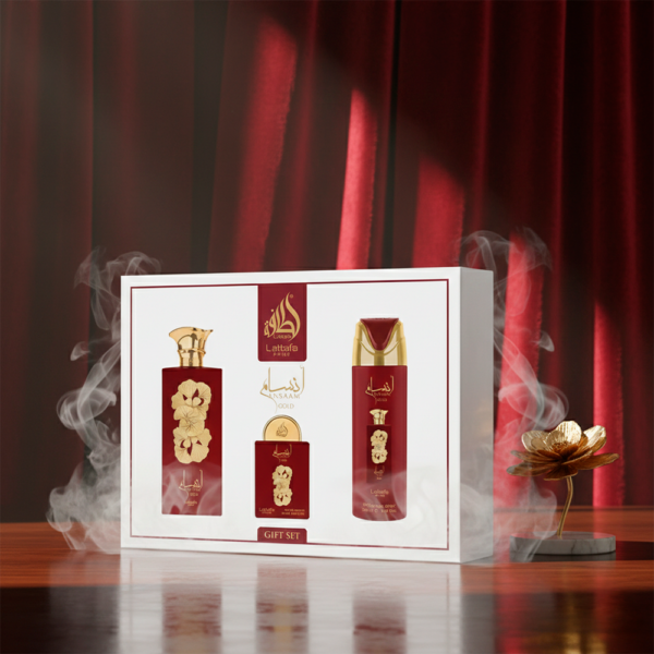 Kit Lattafa Pride Ansaam Gold EDP 100ml + Deo 200ml + 20ml - Imagen 2