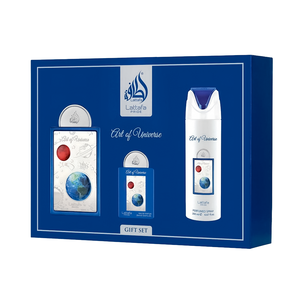 P8988420 Kit Lattafa Pride Art of Universe EDP 100ml + Deo 200ml + 20ml - Imagen 1