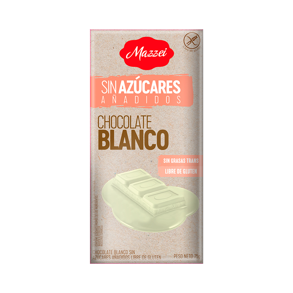 P1244239 Chocolate Blanco Mazzei sin Azúcares 75g - Imagen 1