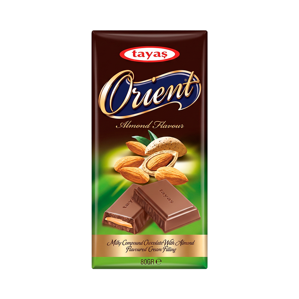 P1250078 Barra de Chocolate Tayas Orient Sabor Almendra - 80g - Imagen 1