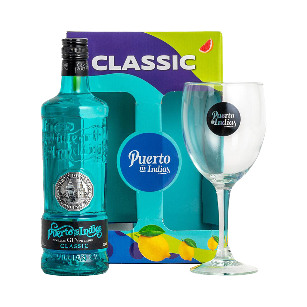 P8990704 Pack Gin Puerto de Indias Classic 700ml + Copa - Imagen 1
