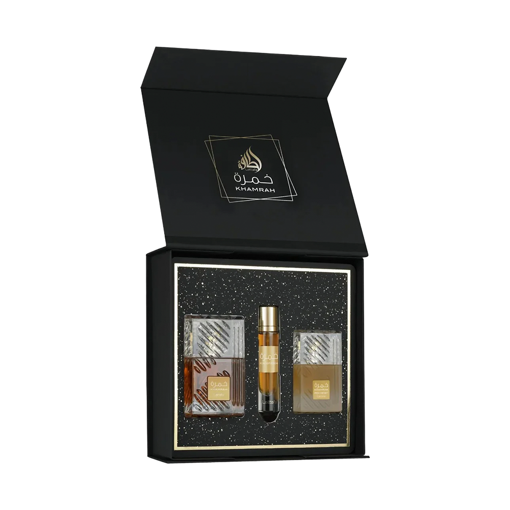 P8990959 Kit Perfume Lattafa Khamrah EDP 100ml + 50ml + 12ml - Unisex - Imagen 1