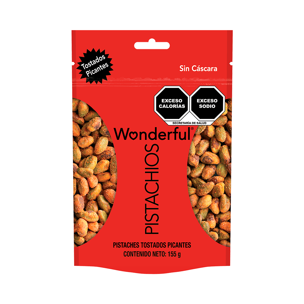 P1247341 Pistachos Wonderful Sin Cáscara Sabor Tostados Picantes - 155g - Imagen 1