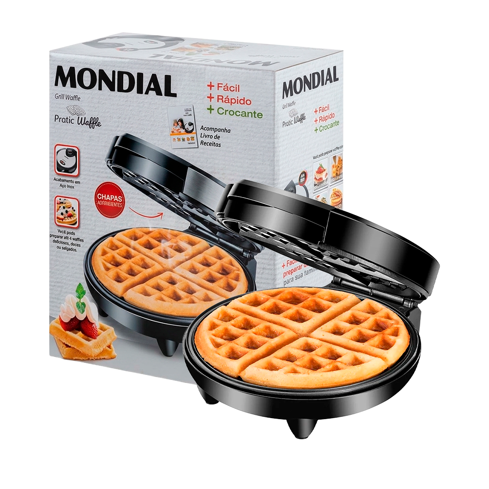 P1850286-1 Wafflera Mondial Pratic Waffle GW-01 1200W - Negro - Imagen 1