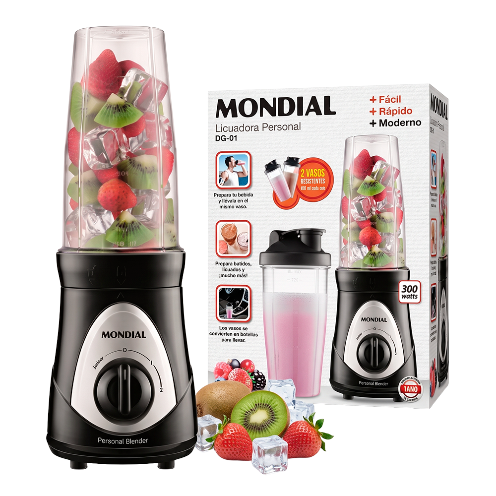 P8986303-1 Licuadora Personal Mondial DG-01 300W - Negro - Imagen 1