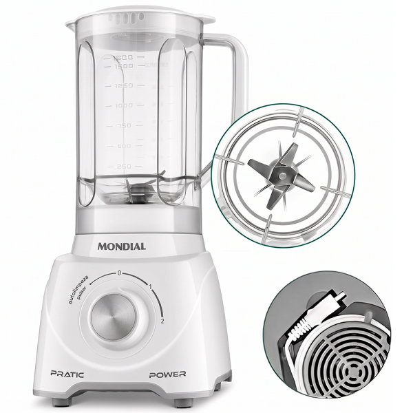 Licuadora Mondial Pratic Power L-97 550W - Blanco - Imagen 3