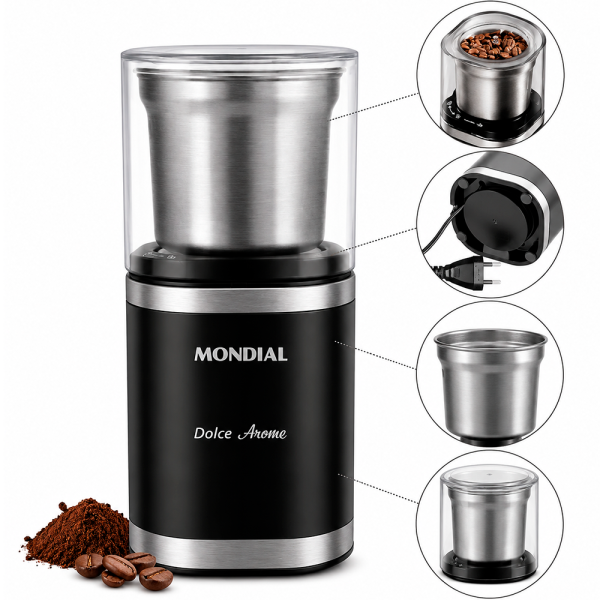 Moledor de Café Mondial Dolce Arome MCF-01-BI 180W - Negro - Imagen 2